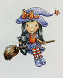 Witch Ellie Riding Broom